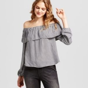 Gingham off the shoulder top